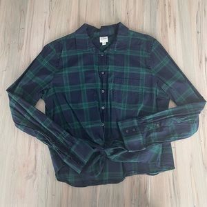 J. Crew Tie Front Plaid Shirt